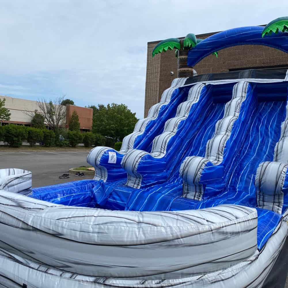 Blue Ice Dual Lane Water Slide W Pool - The Big Bounce Theory